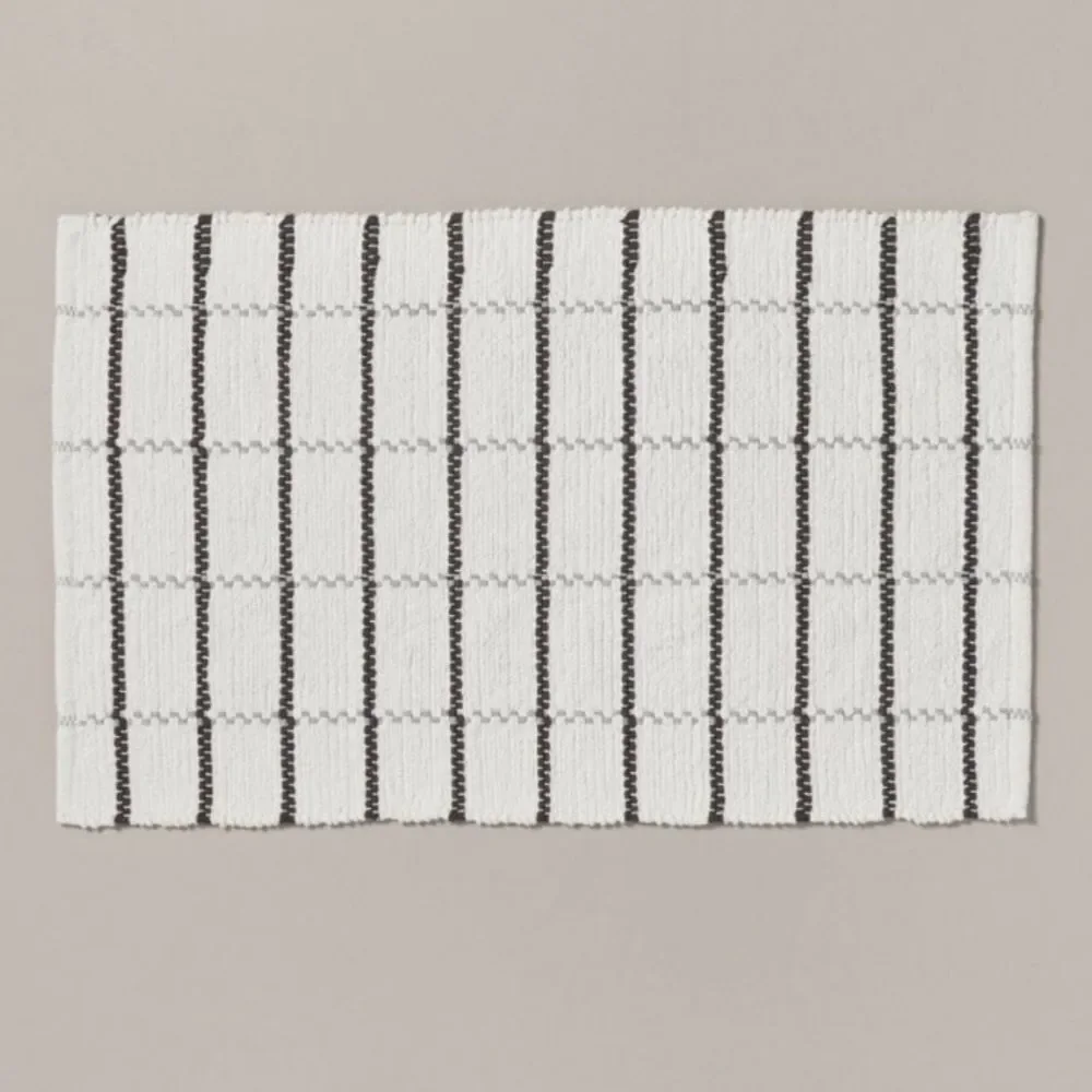 Hearth & Hand Woven 20x32” Grey and White Striped Bath Mat